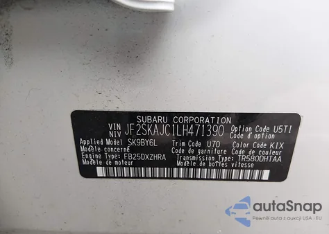 2020 Subaru Forester Premium from USA, damaged, VIN JF2SKAJC1LH471390